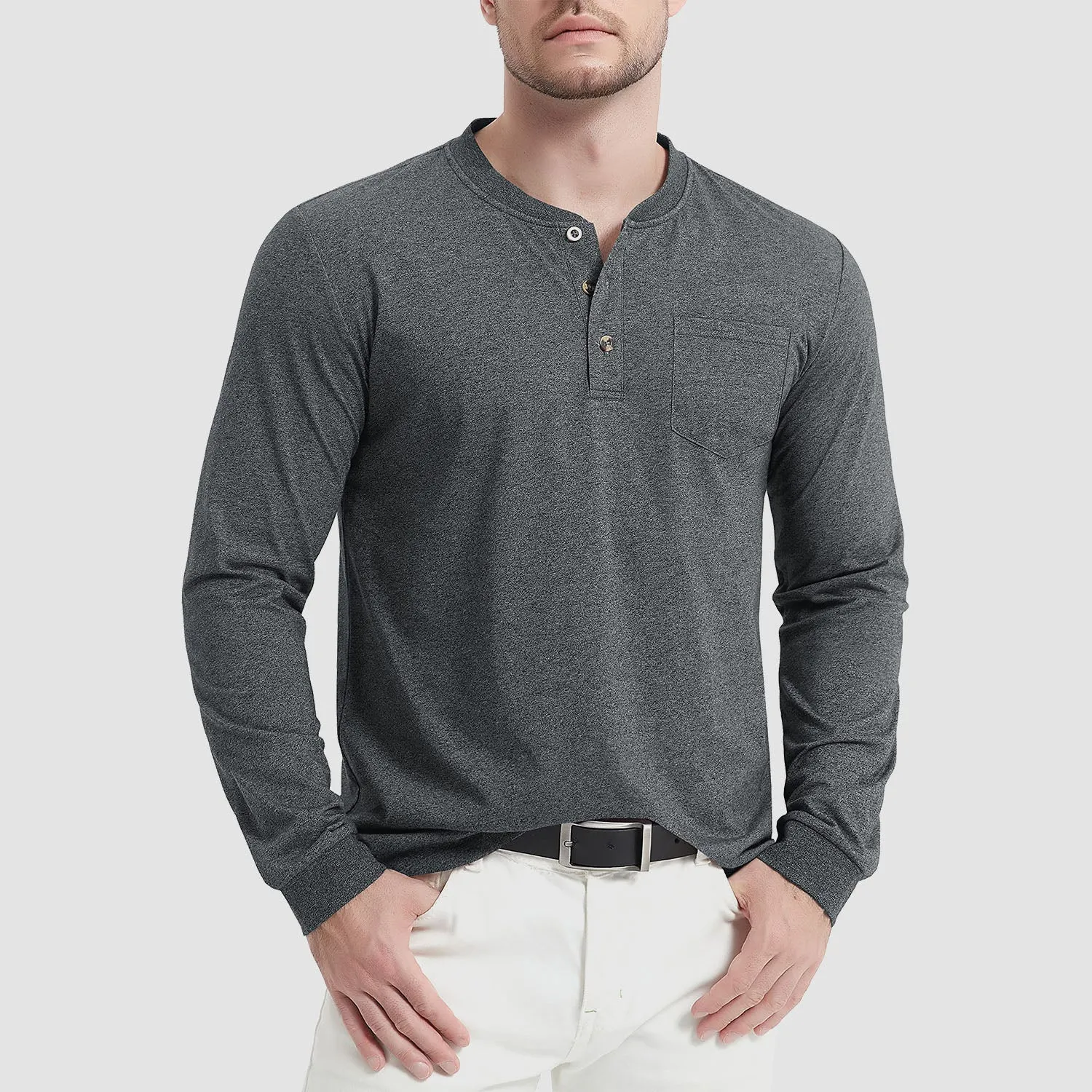 Everett - Men's Long Sleeve Henley Shirt