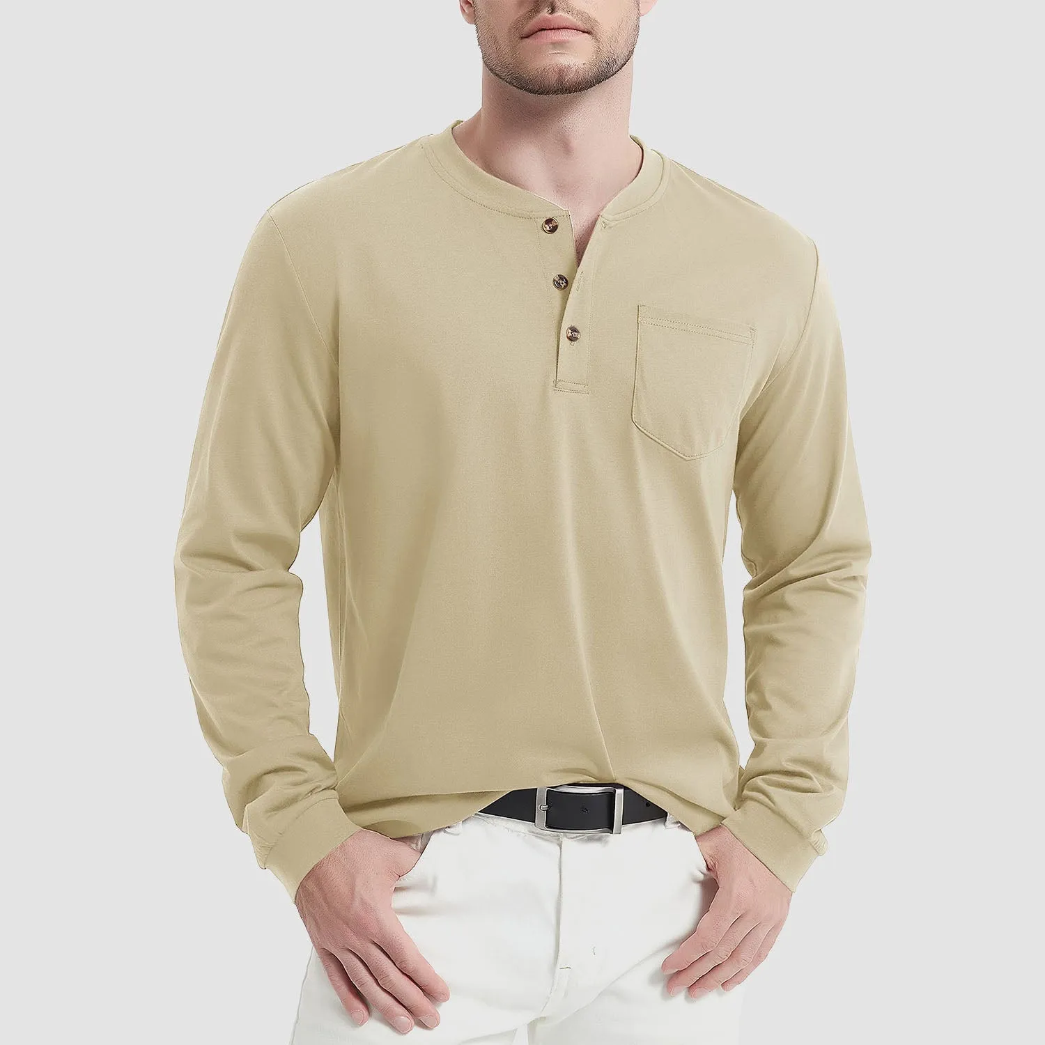 Everett - Men's Long Sleeve Henley Shirt