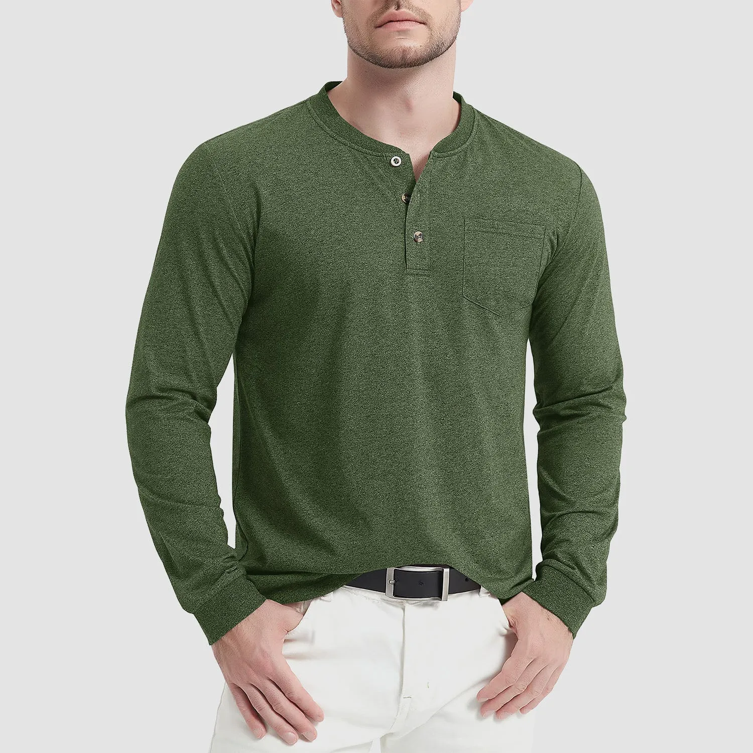 Everett - Men's Long Sleeve Henley Shirt