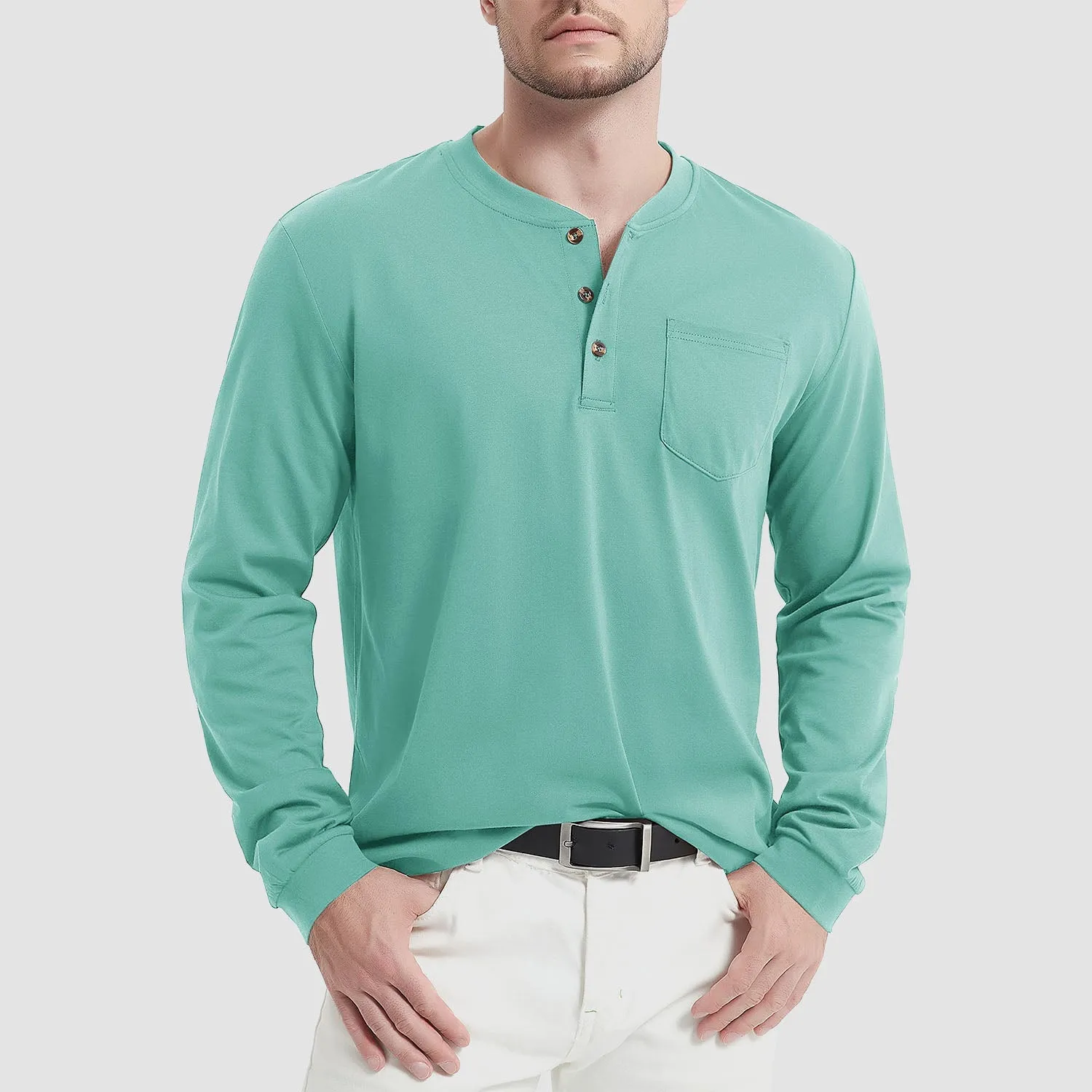 Everett - Men's Long Sleeve Henley Shirt