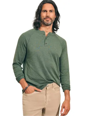 Faherty Cloud Henley in Deep Fern Heather