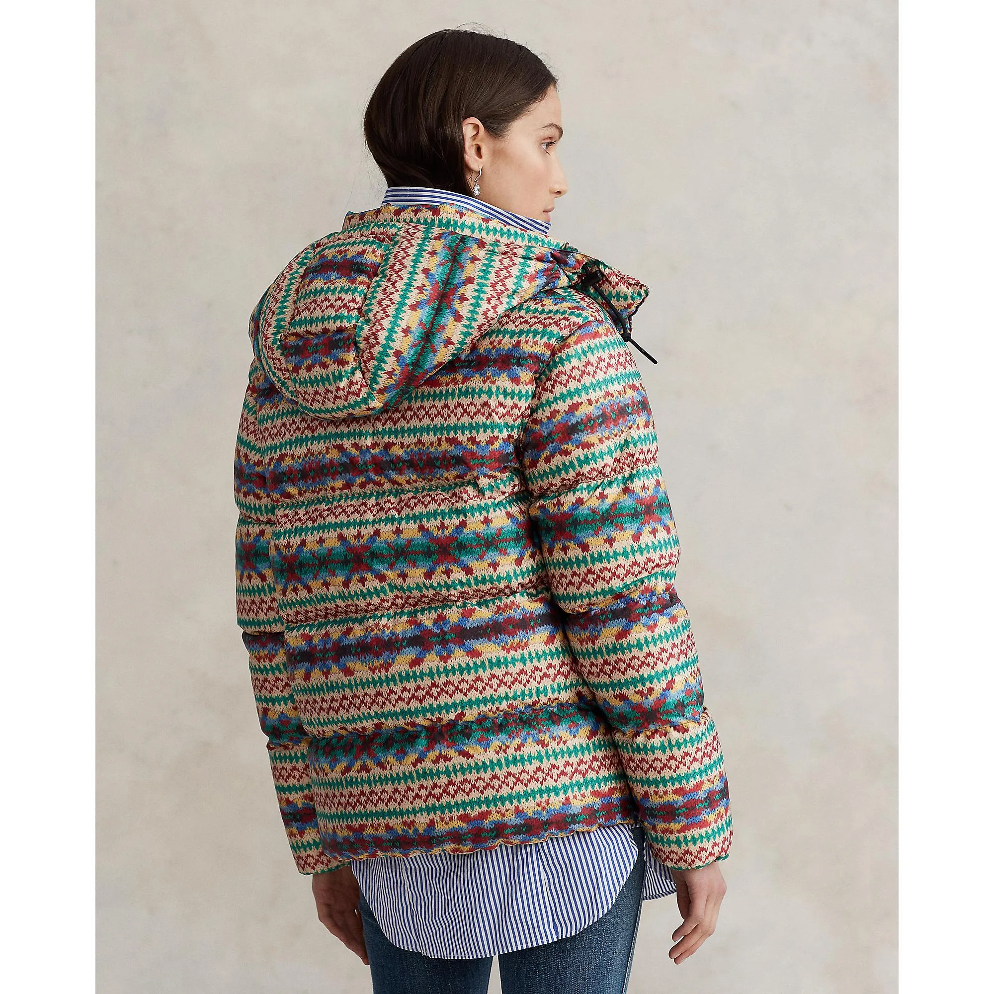 FAIR ISLE-PRINT DOWN COAT