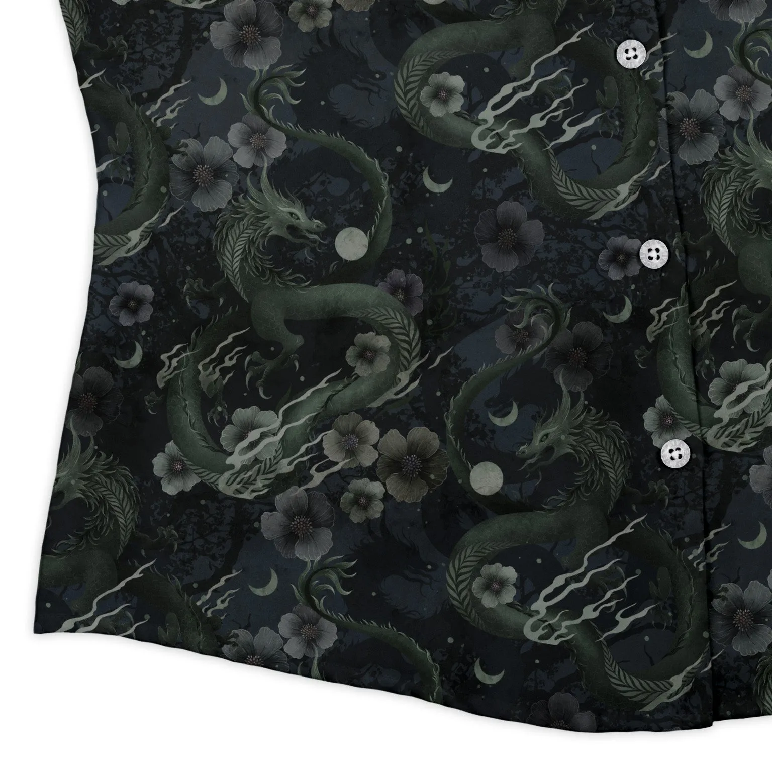 Floral Dragon Fog Curvy Button Up Shirt