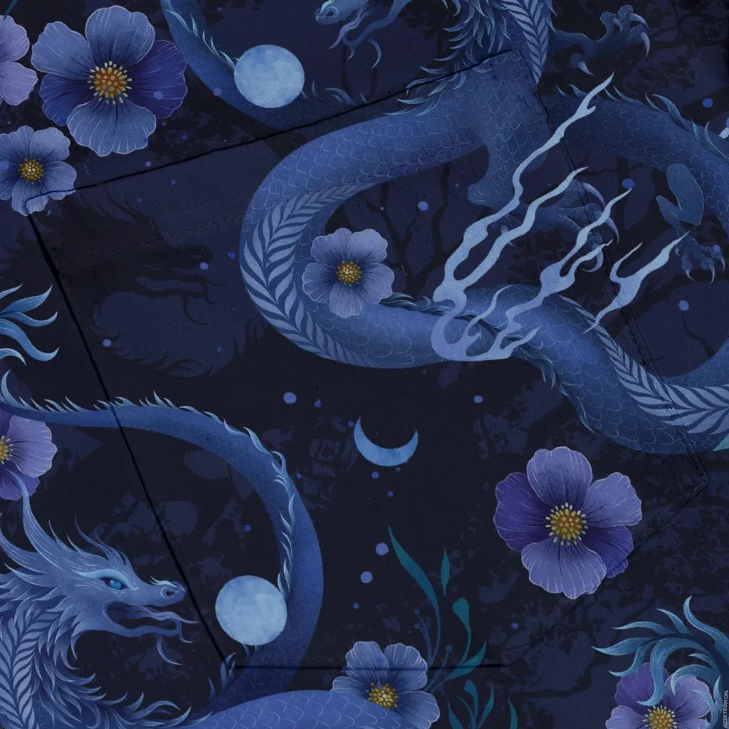 Floral Dragon Night Button Up Shirt