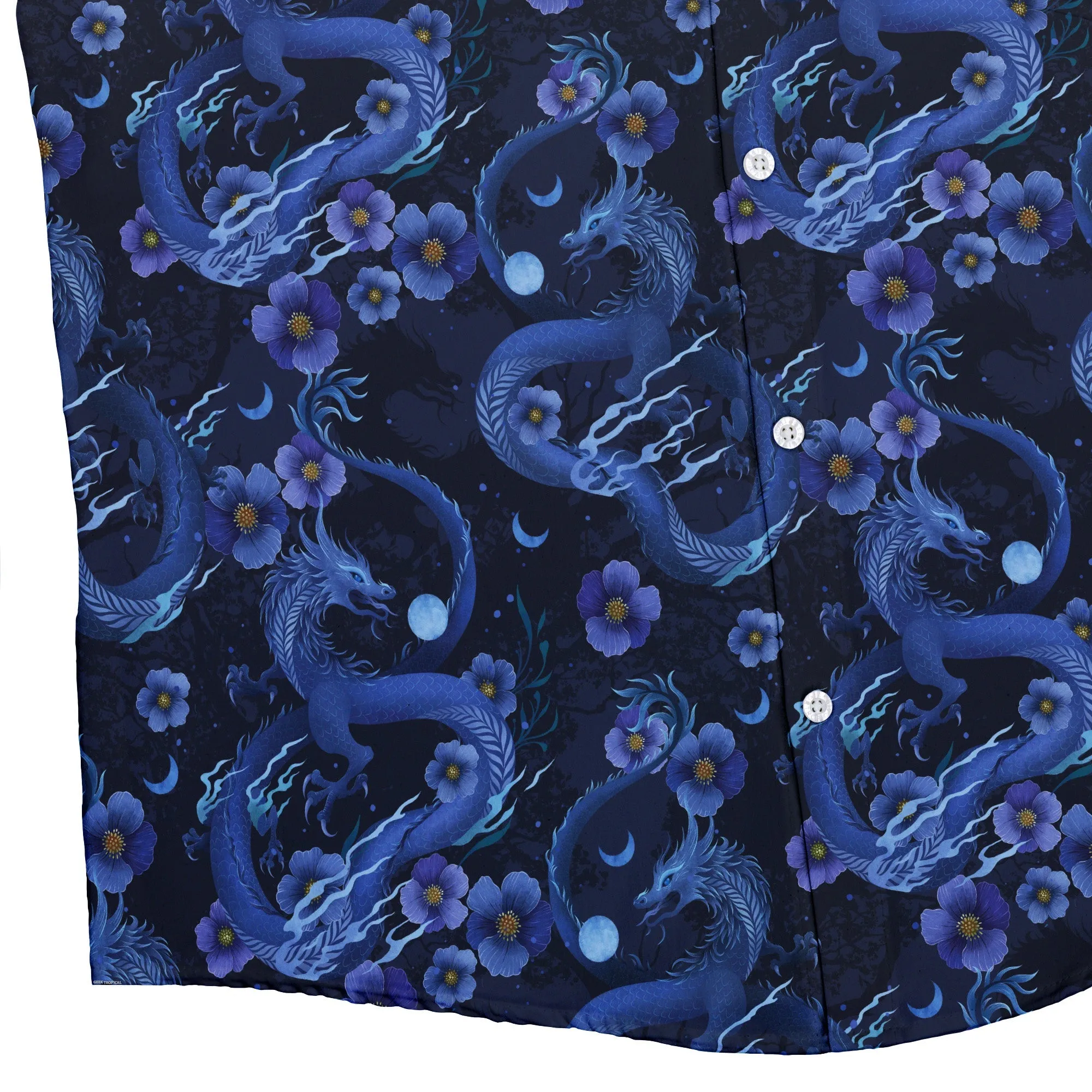 Floral Dragon Night Button Up Shirt