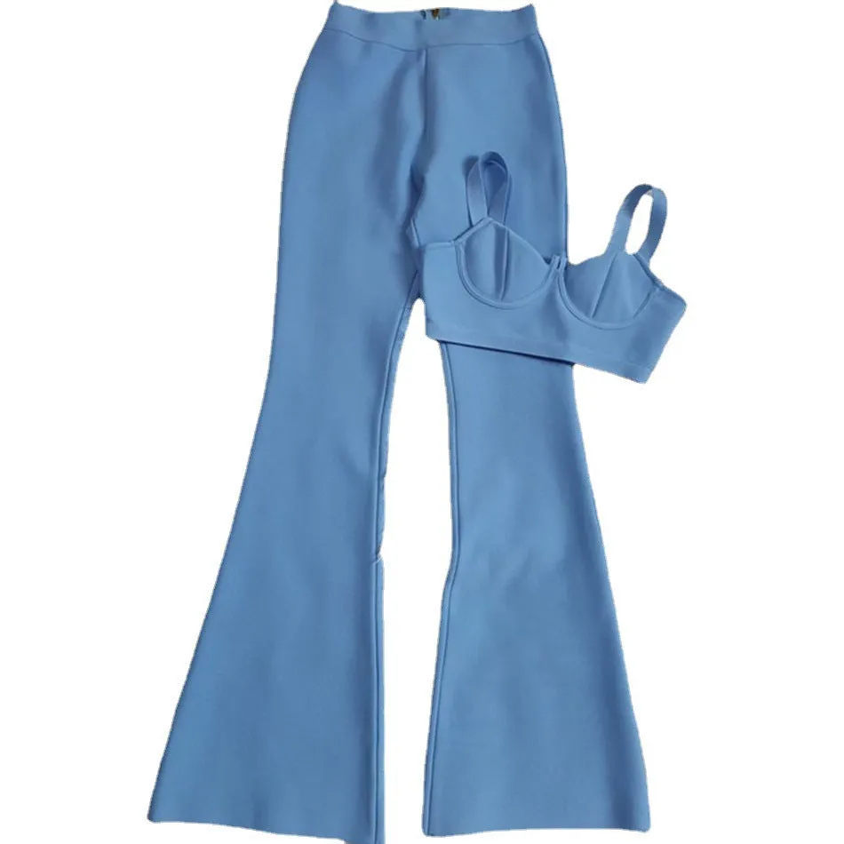 Foreign Sleeveless Top High Waist Pants Outfit
