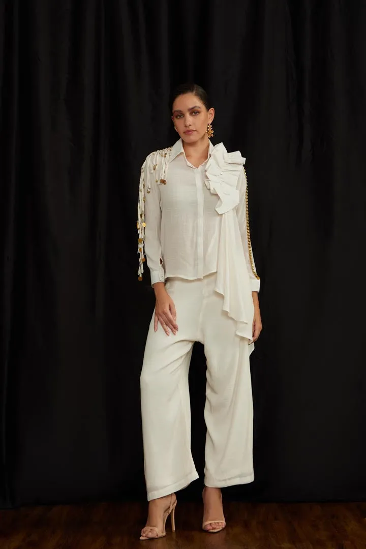 Frill shirt set