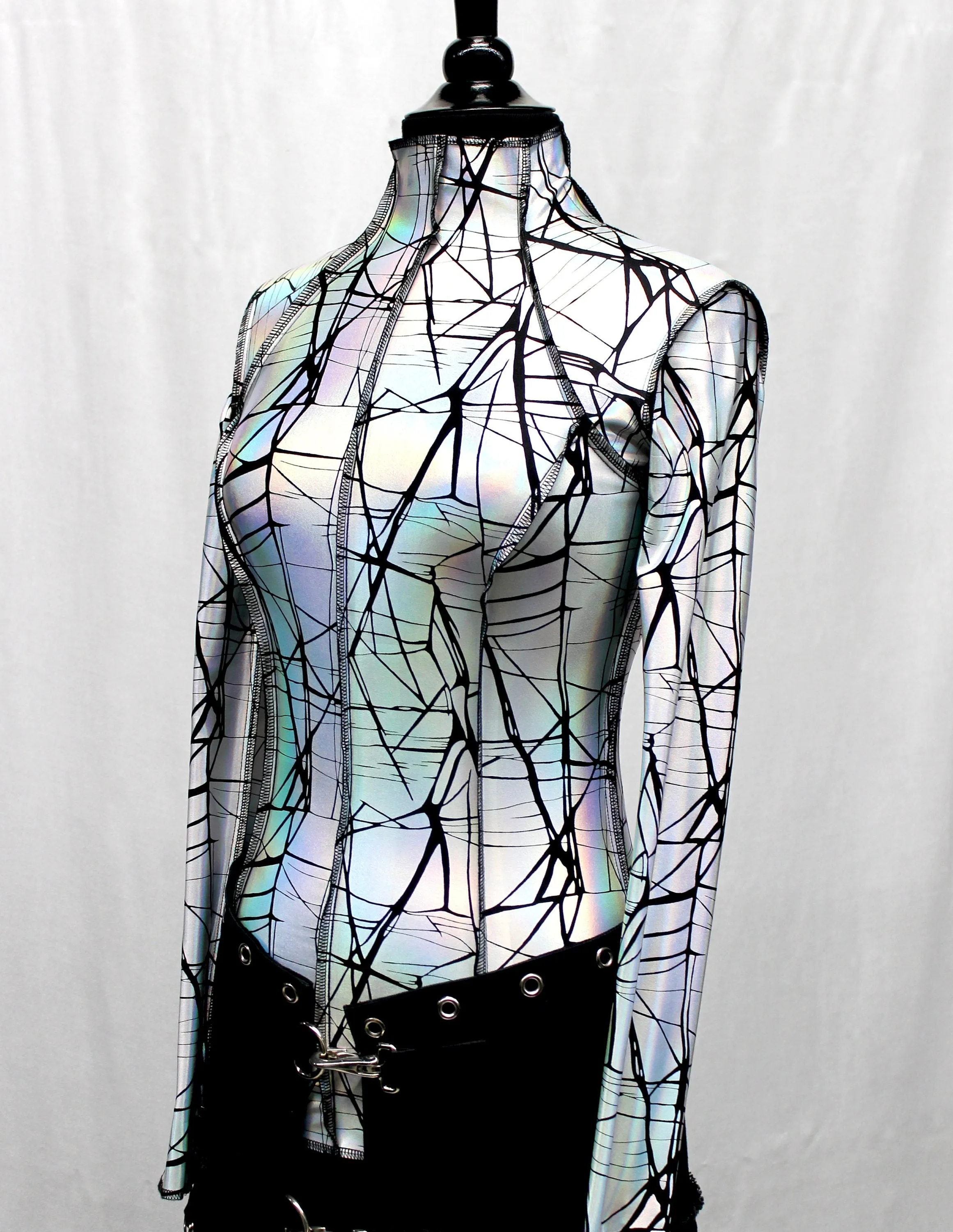 FUTURE SHOCK TOP Long Sleeve - Cracked Hologram Fabric - White
