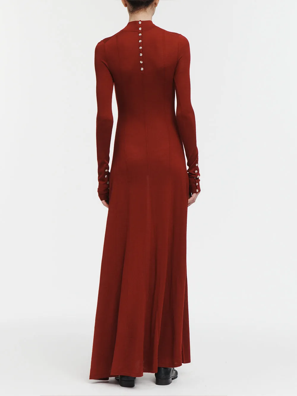 Godet Button Maxi Dress