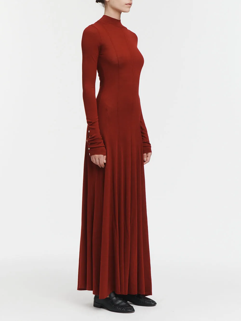 Godet Button Maxi Dress
