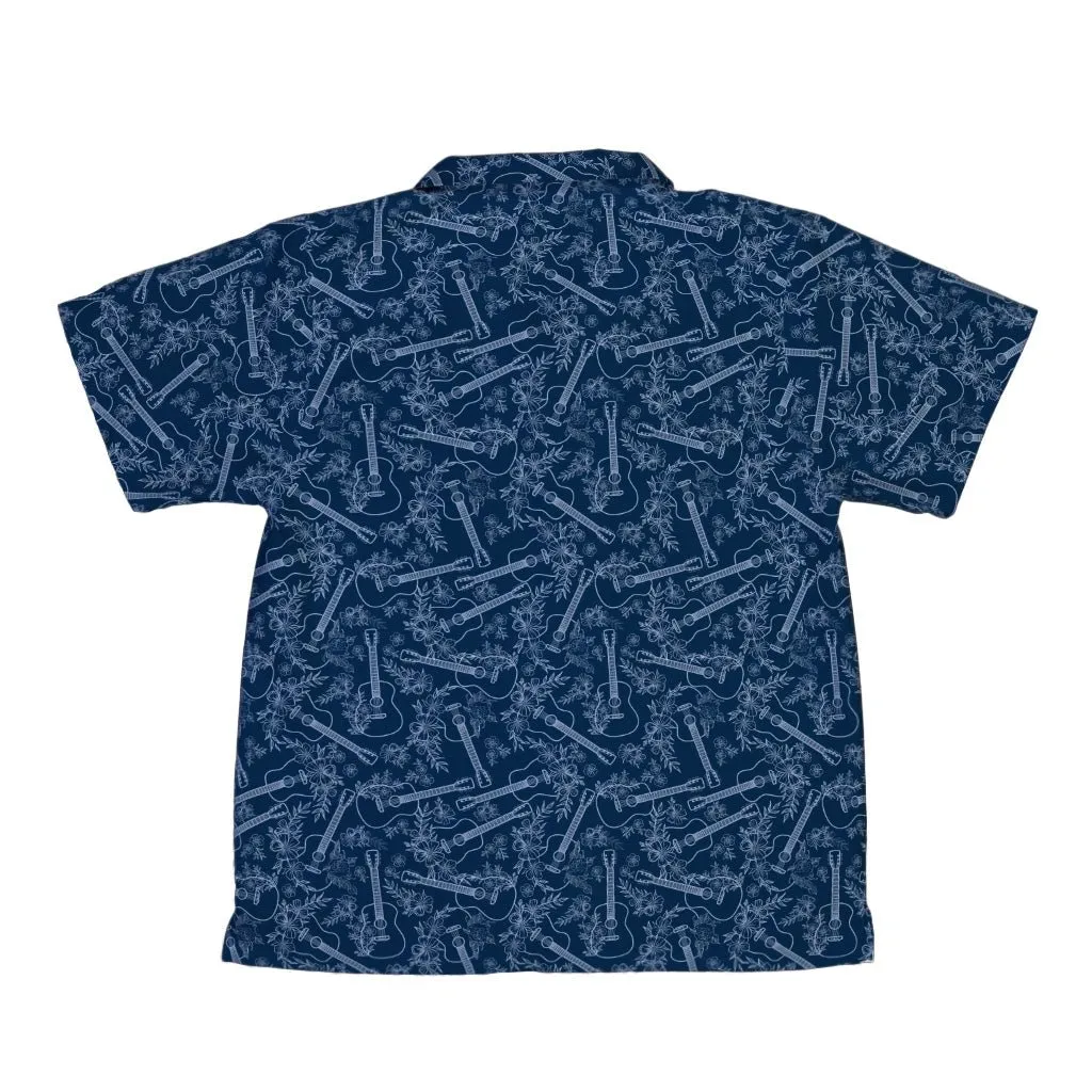 Guitar Blossoms Blue Youth Hawaiian Shirt