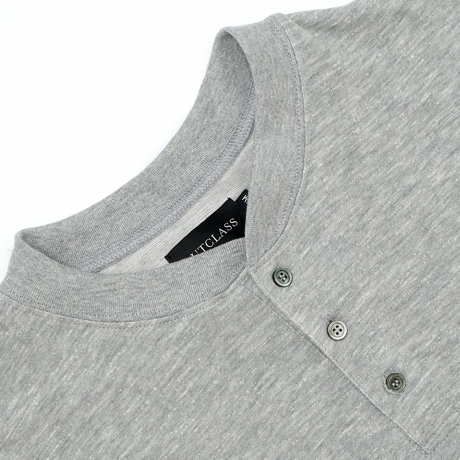 Heather Grey Double Slub L/S Henley