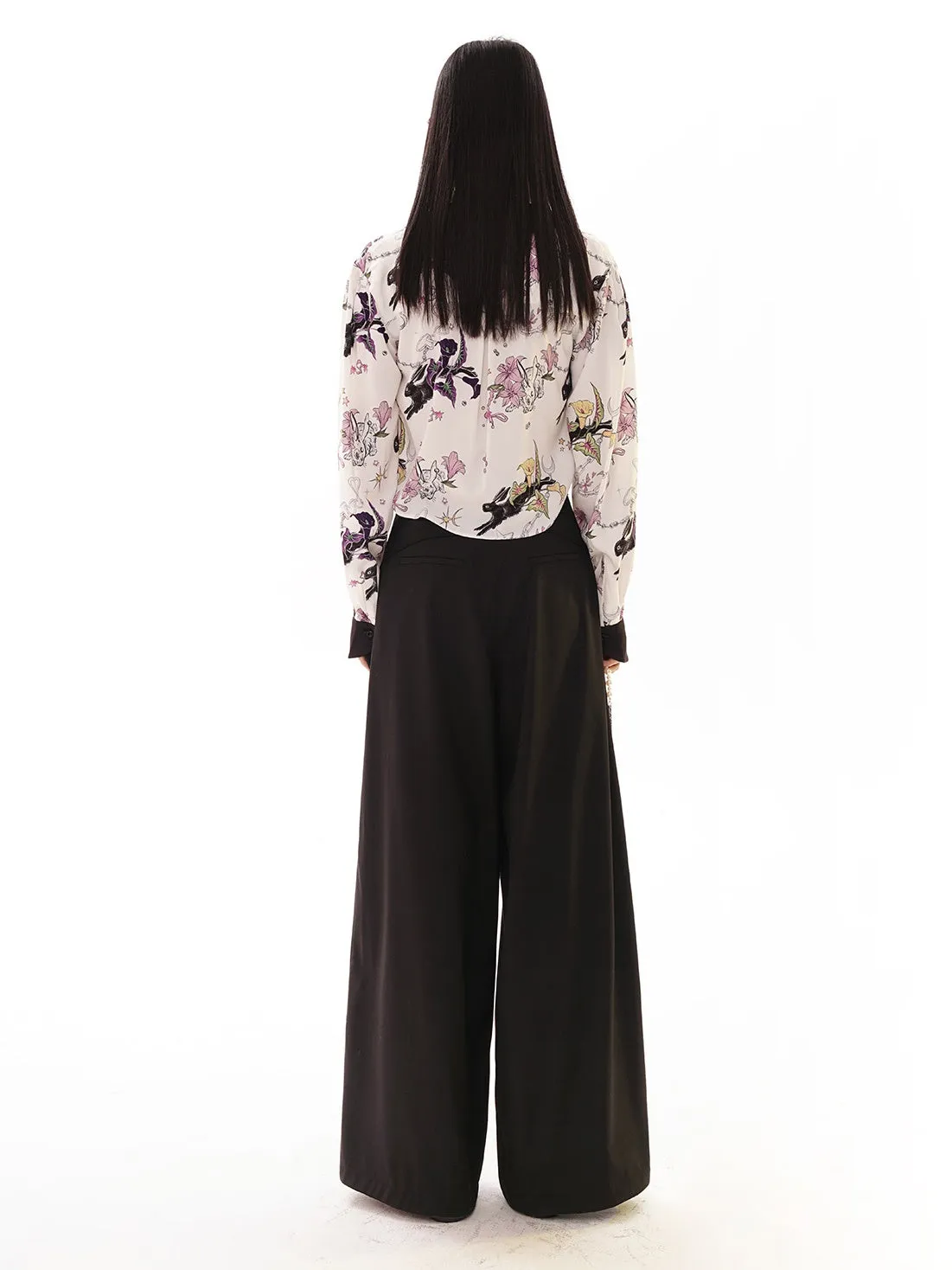 High Waist Drape Wide-leg Pants