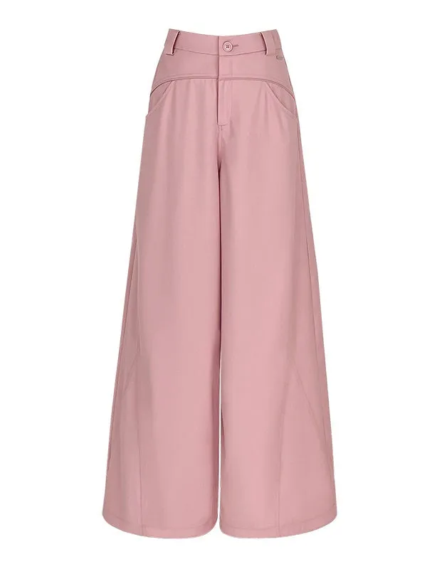 High Waist Drape Wide-leg Pants
