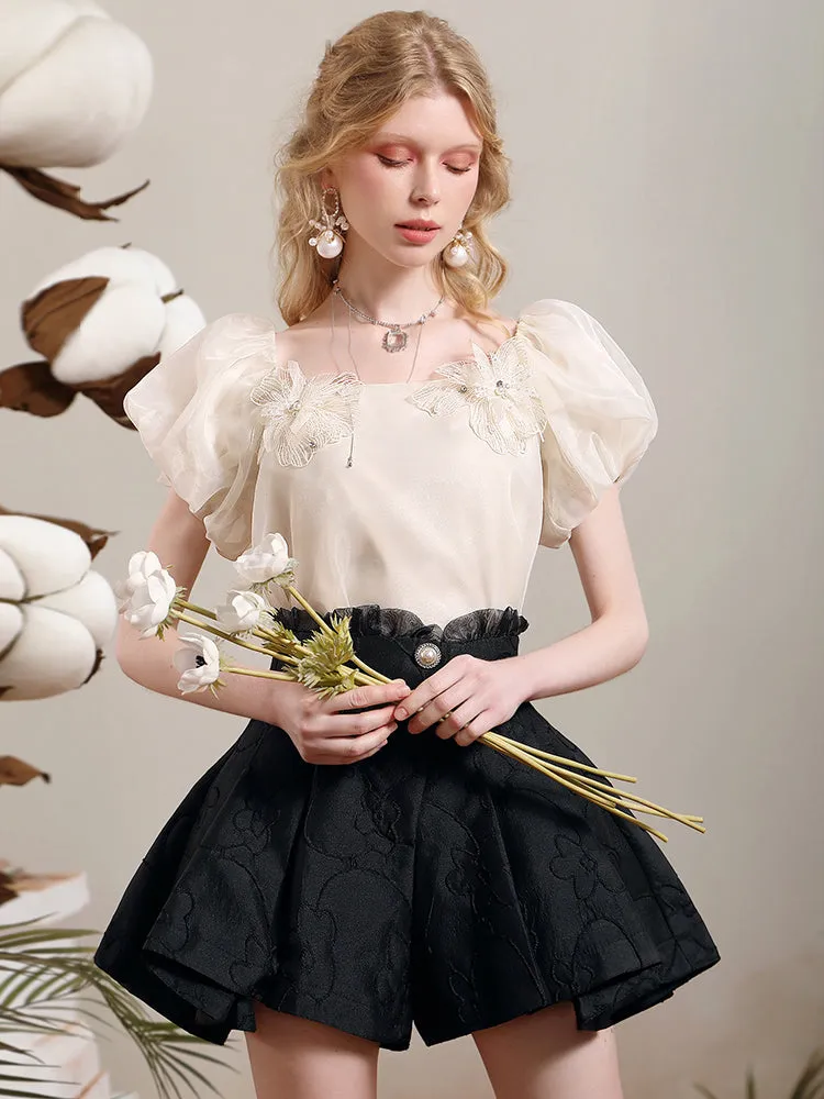 High-waist Embroidery Nichi Flare Pants