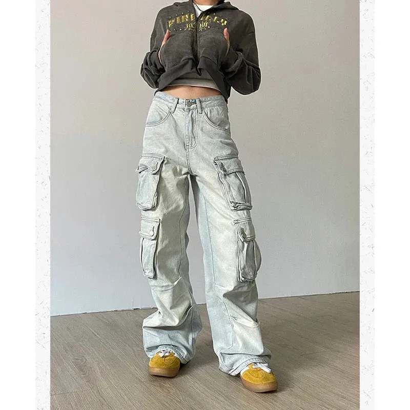 Hip Hop High Waist Wide Leg Denim Pants