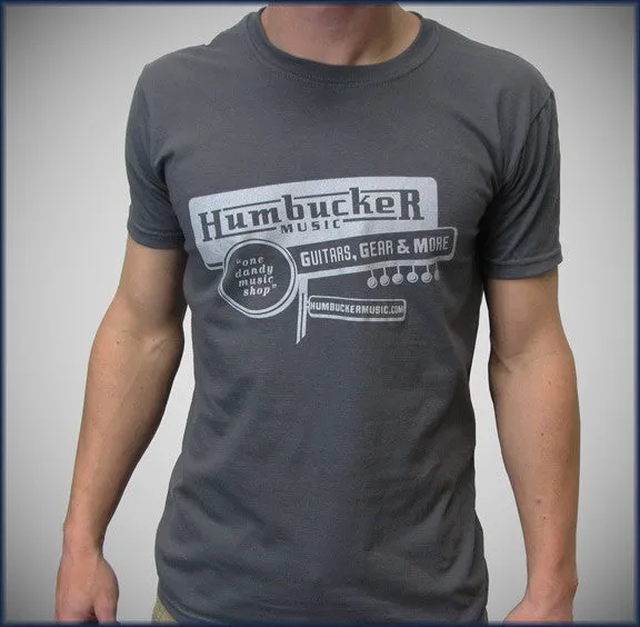 Humbucker Music Mens T-Shirt - Charcoal Grey w/ Silver Metallic (Small Only)