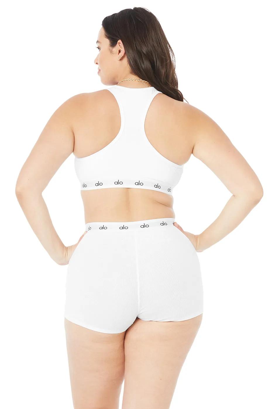 Icon Ribbed Henley Bra - White