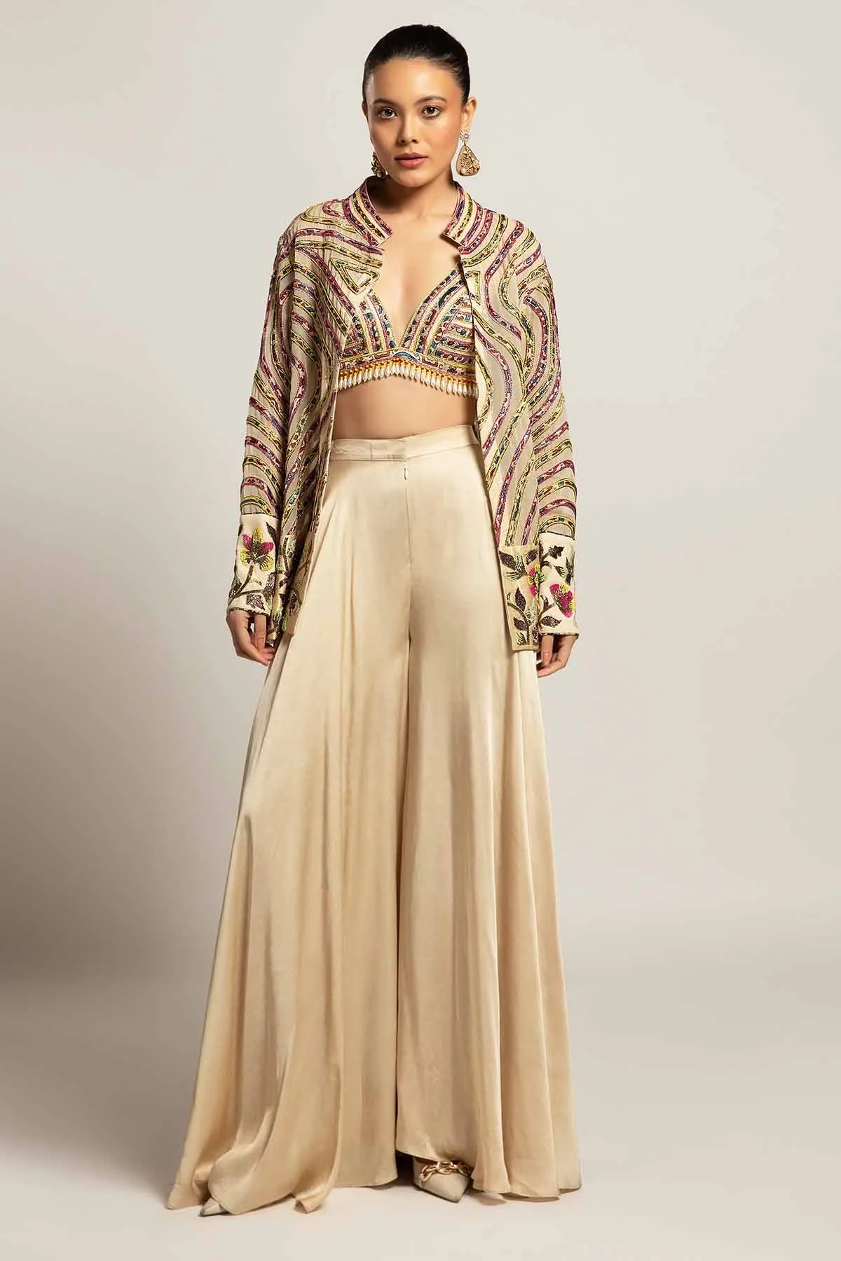 Ivory Embellished Jacket Set