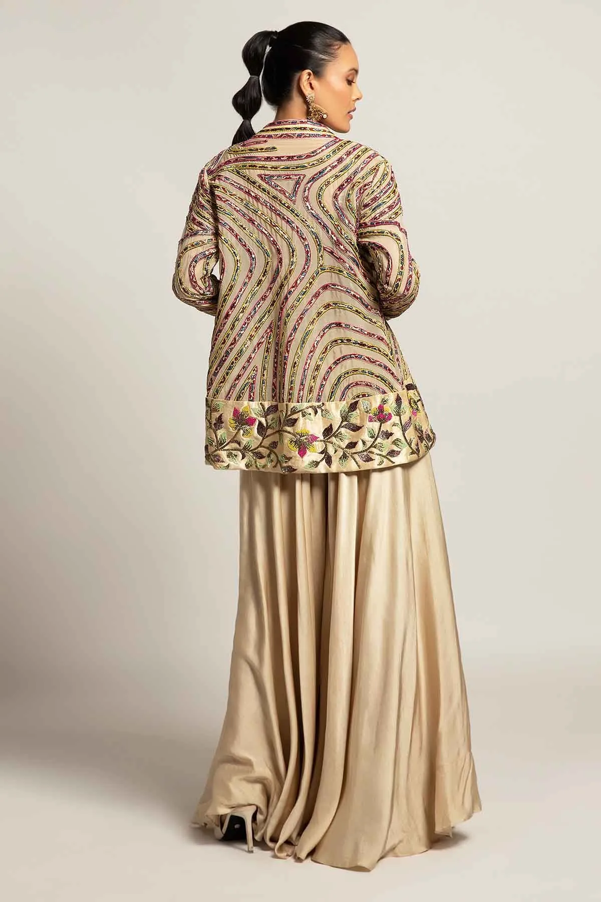 Ivory Embellished Jacket Set