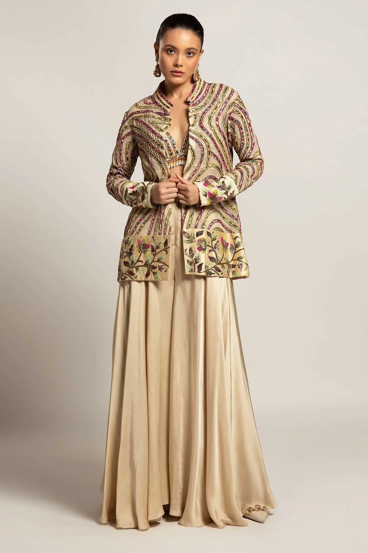 Ivory Embellished Jacket Set