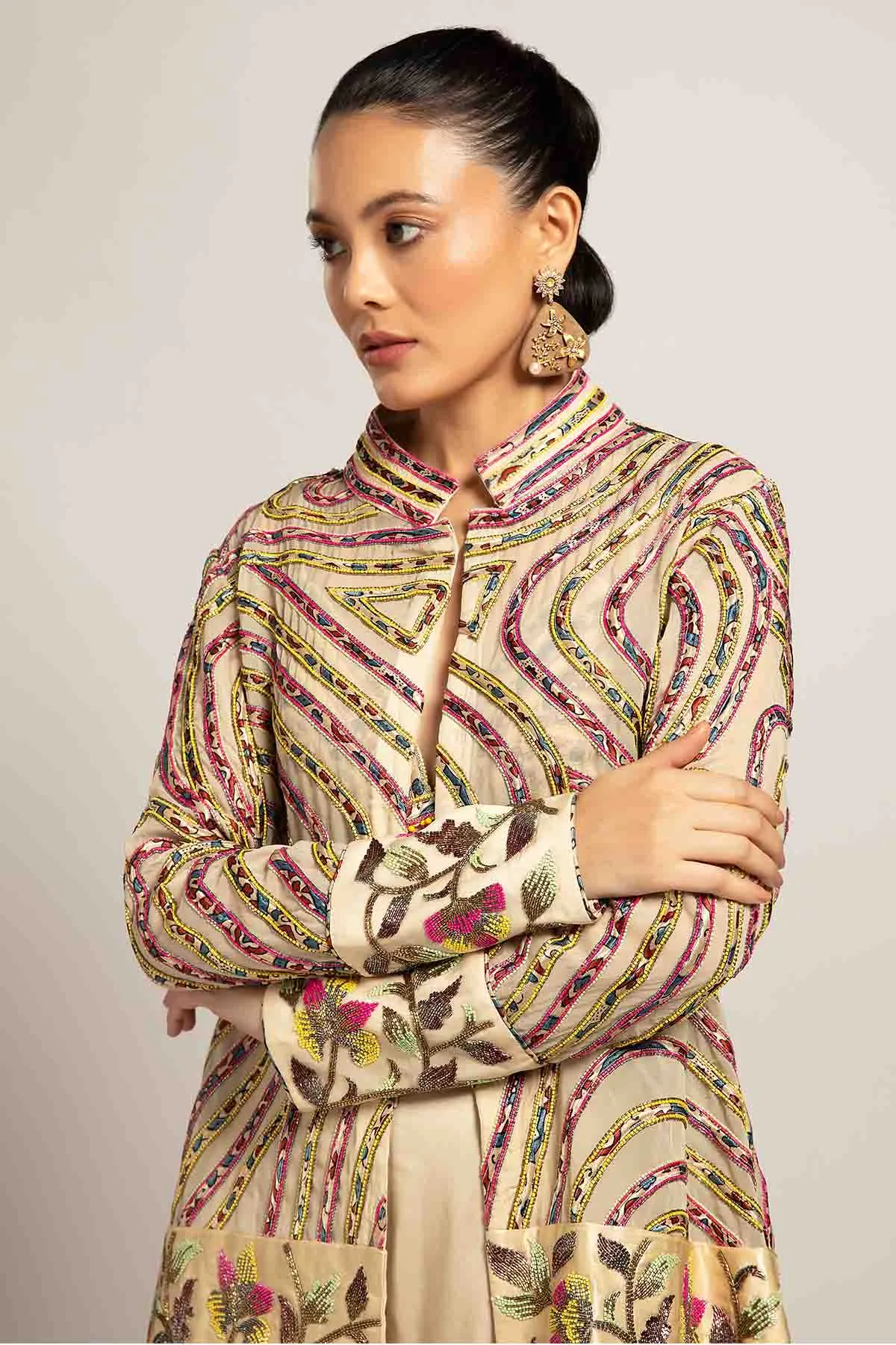 Ivory Embellished Jacket Set