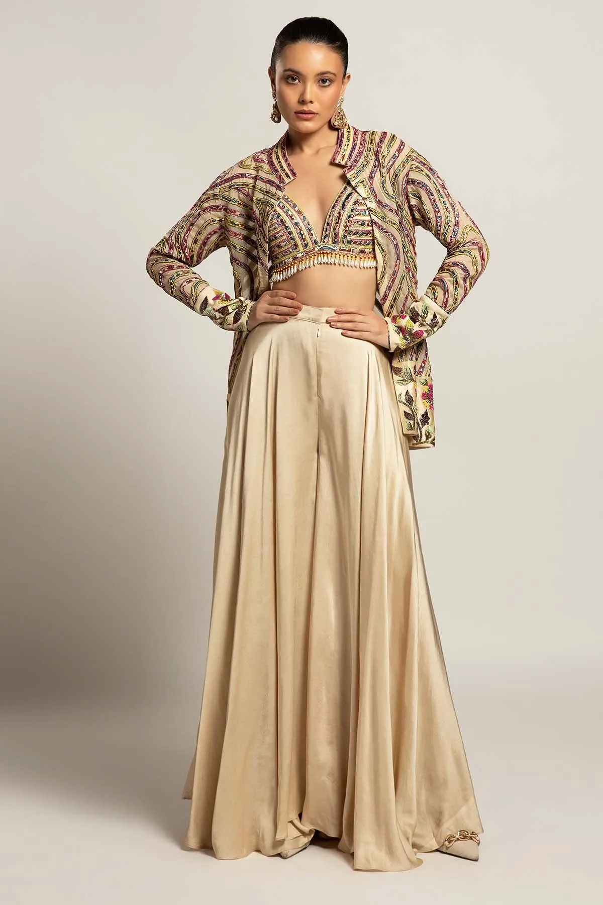 Ivory Embellished Jacket Set