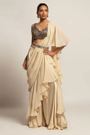 Ivory Patchwork Indo-Western Set