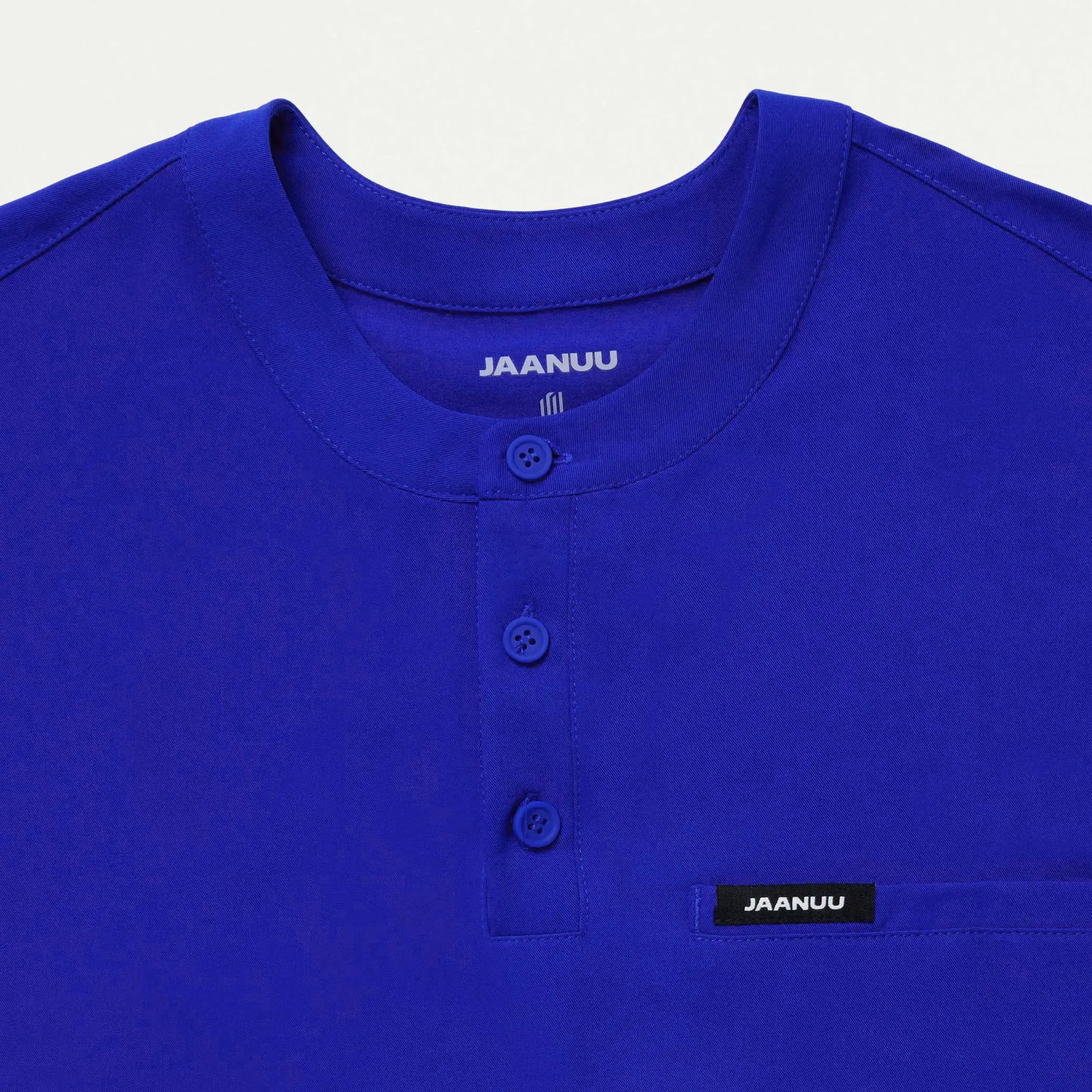 Jaanuu Men's Reeve Henley Scrub Top - Electric Blue