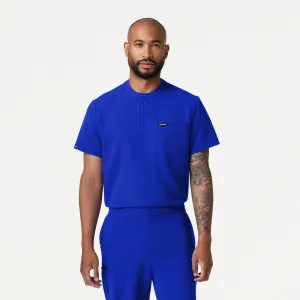 Jaanuu Men's Reeve Henley Scrub Top - Electric Blue