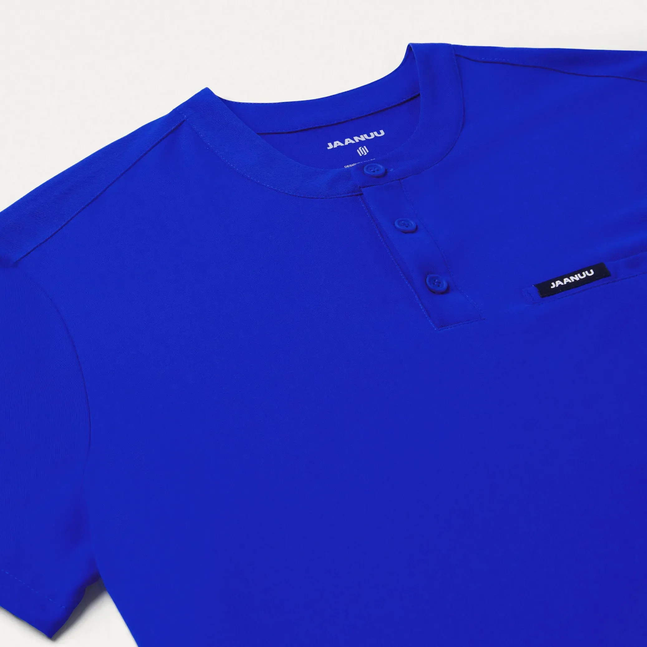 Jaanuu Men's Reeve Henley Scrub Top - Electric Blue