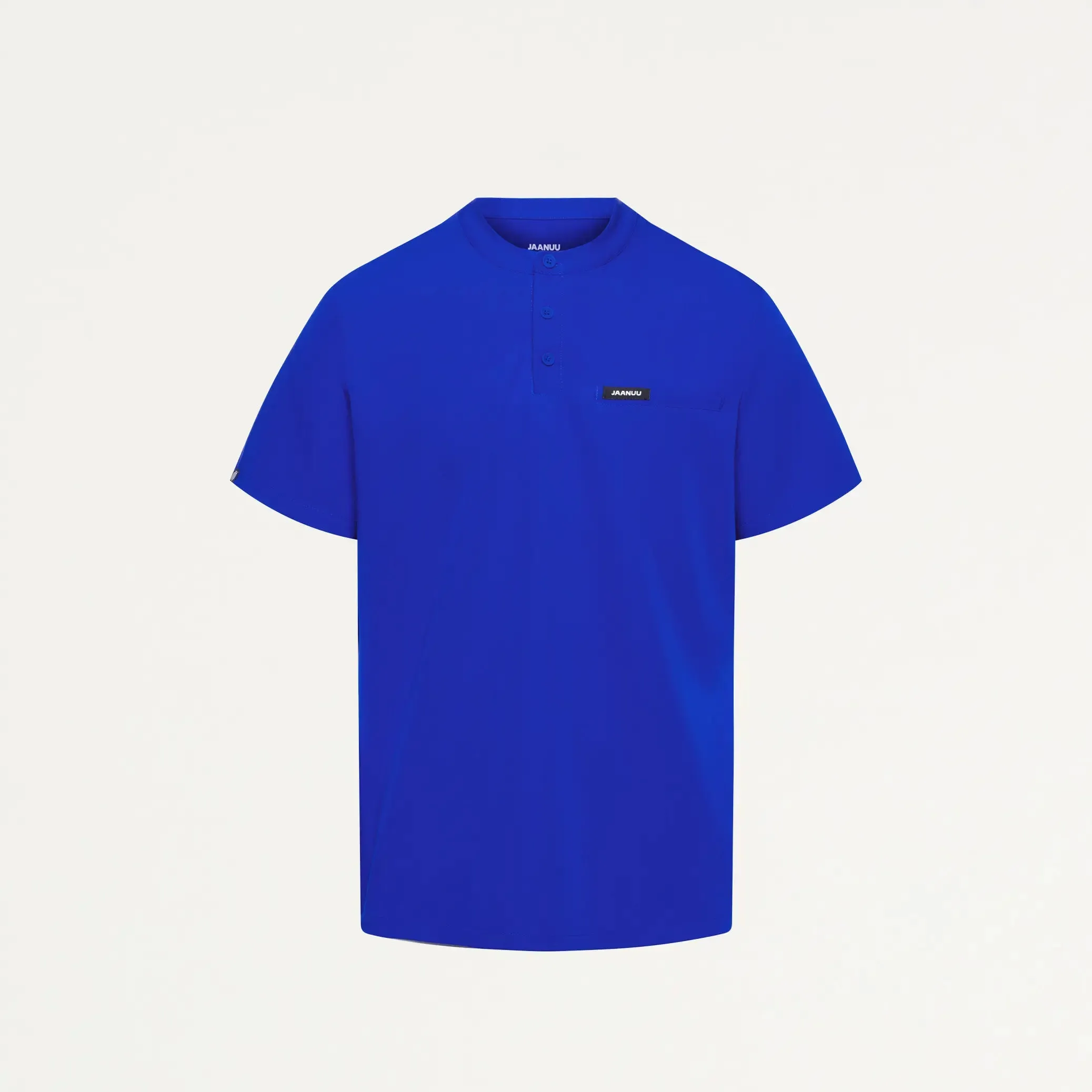 Jaanuu Men's Reeve Henley Scrub Top - Electric Blue