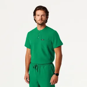 Jaanuu Men's Reeve Henley Scrub Top - Emerald Green