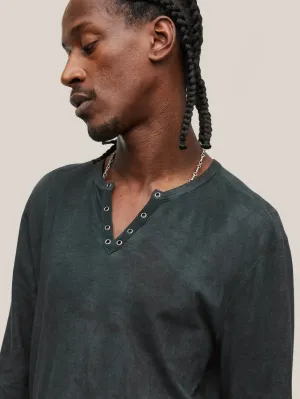 John Varvatos ASH Grommet Henley - Dark Moss