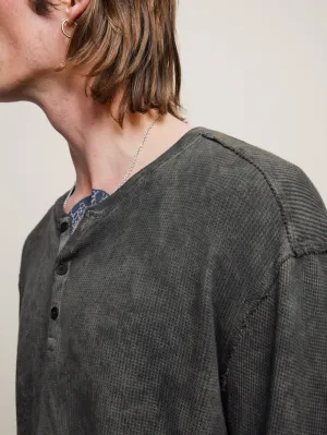 John Varvatos Hartford LS Waffle Henley - Black