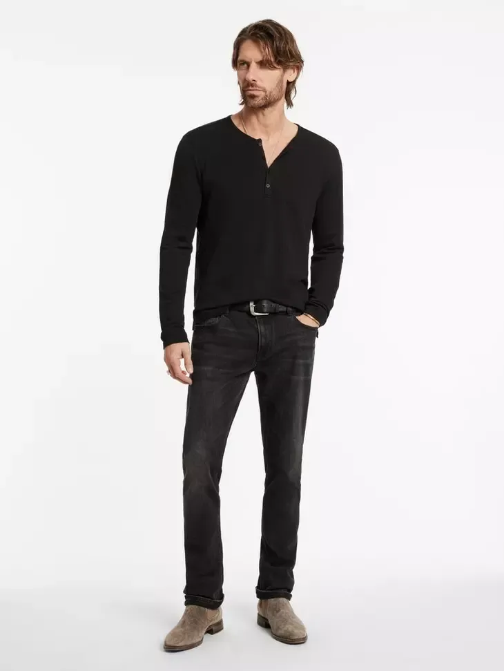 John Varvatos WALDEN LS Henley - Black