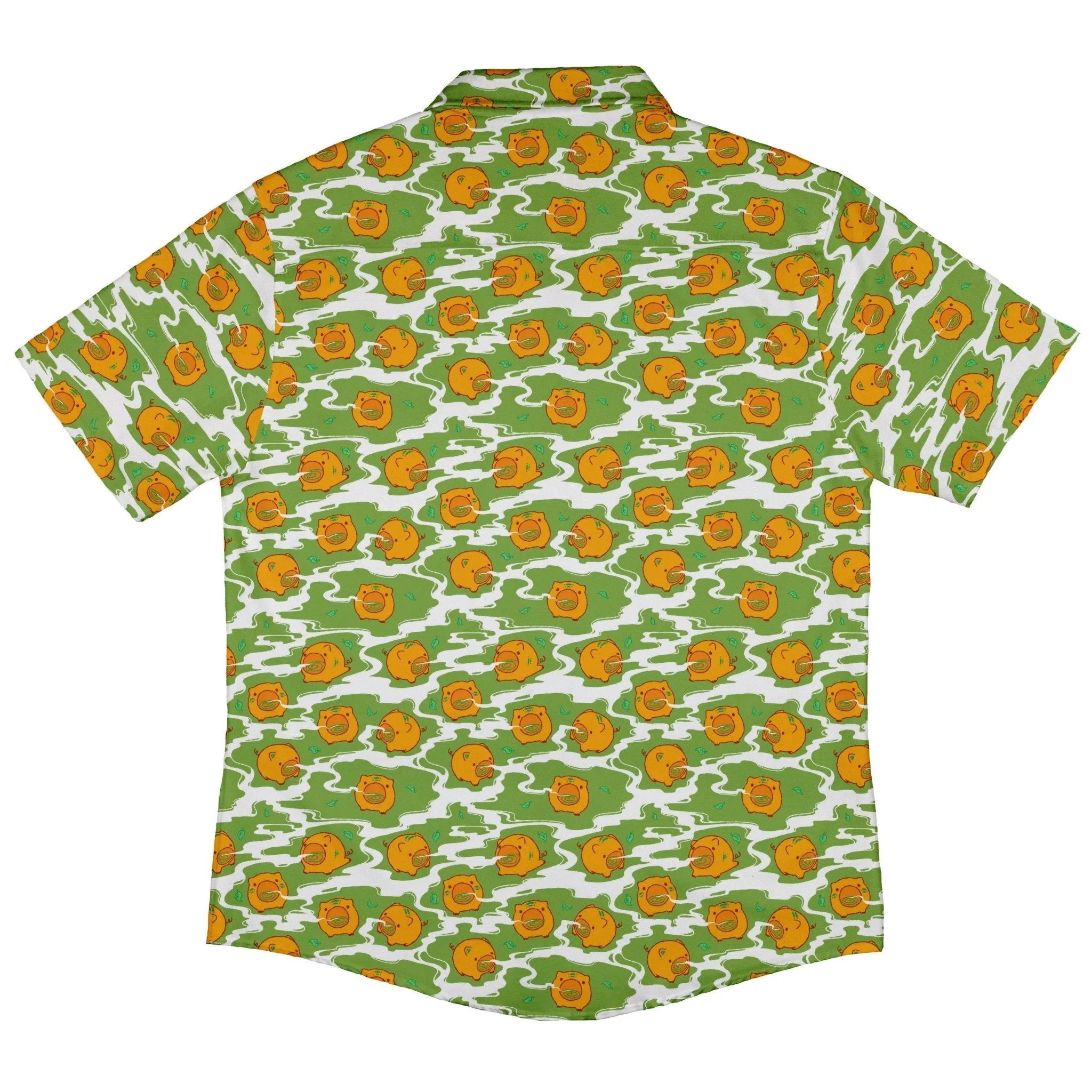 Kawaii Piglets Incense Green Button Up Shirt