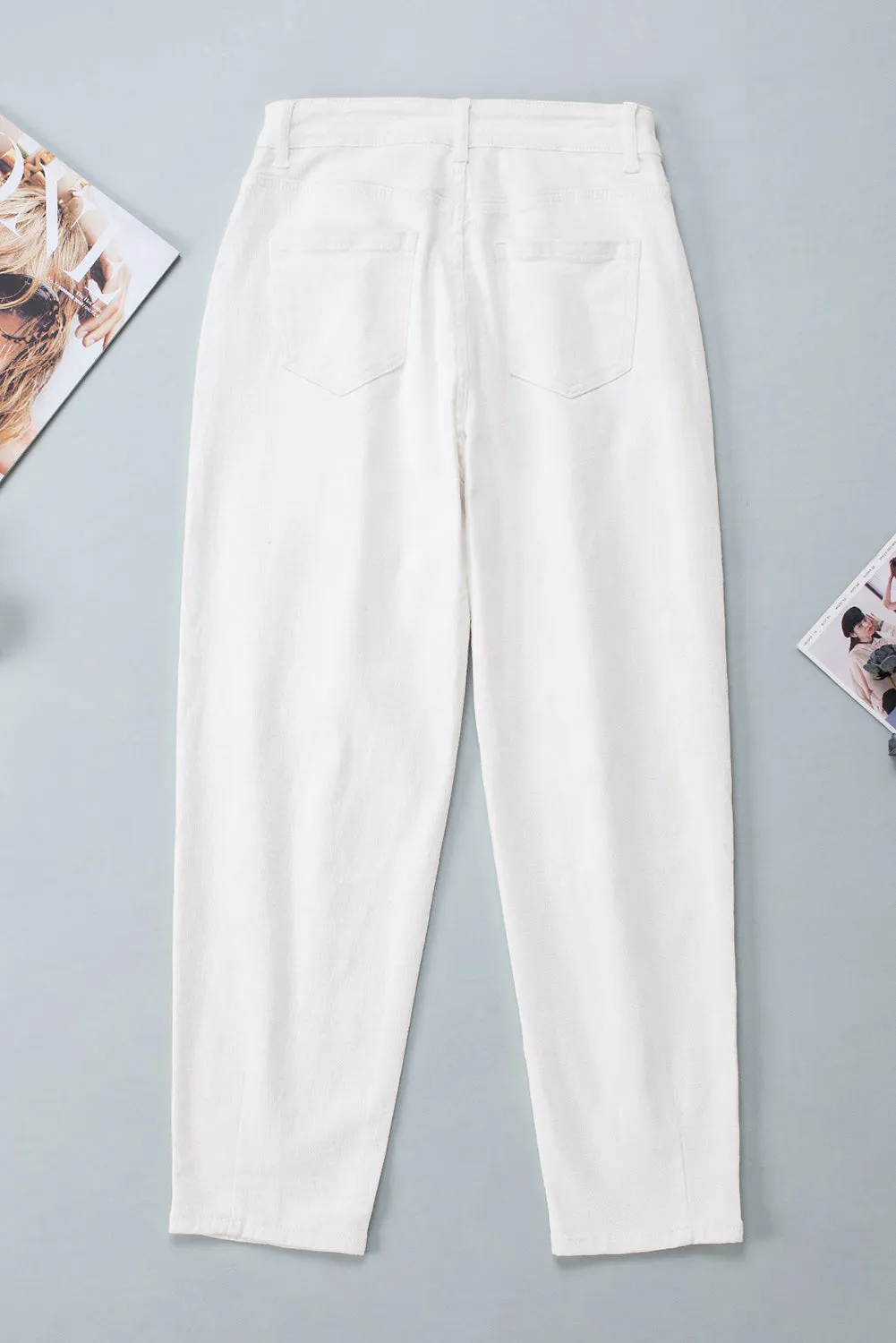 Khaki Solid High Waist Casual Pants