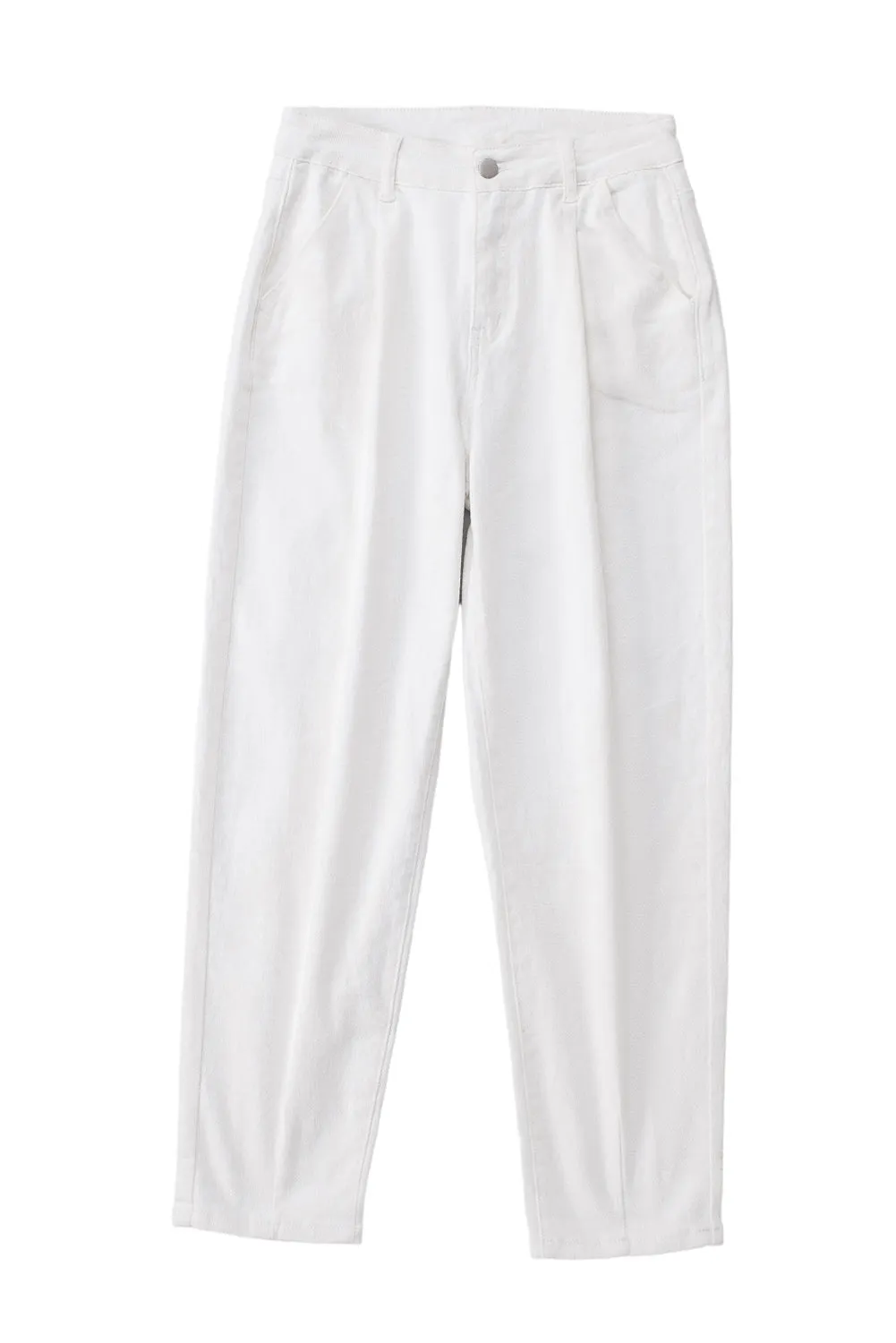Khaki Solid High Waist Casual Pants