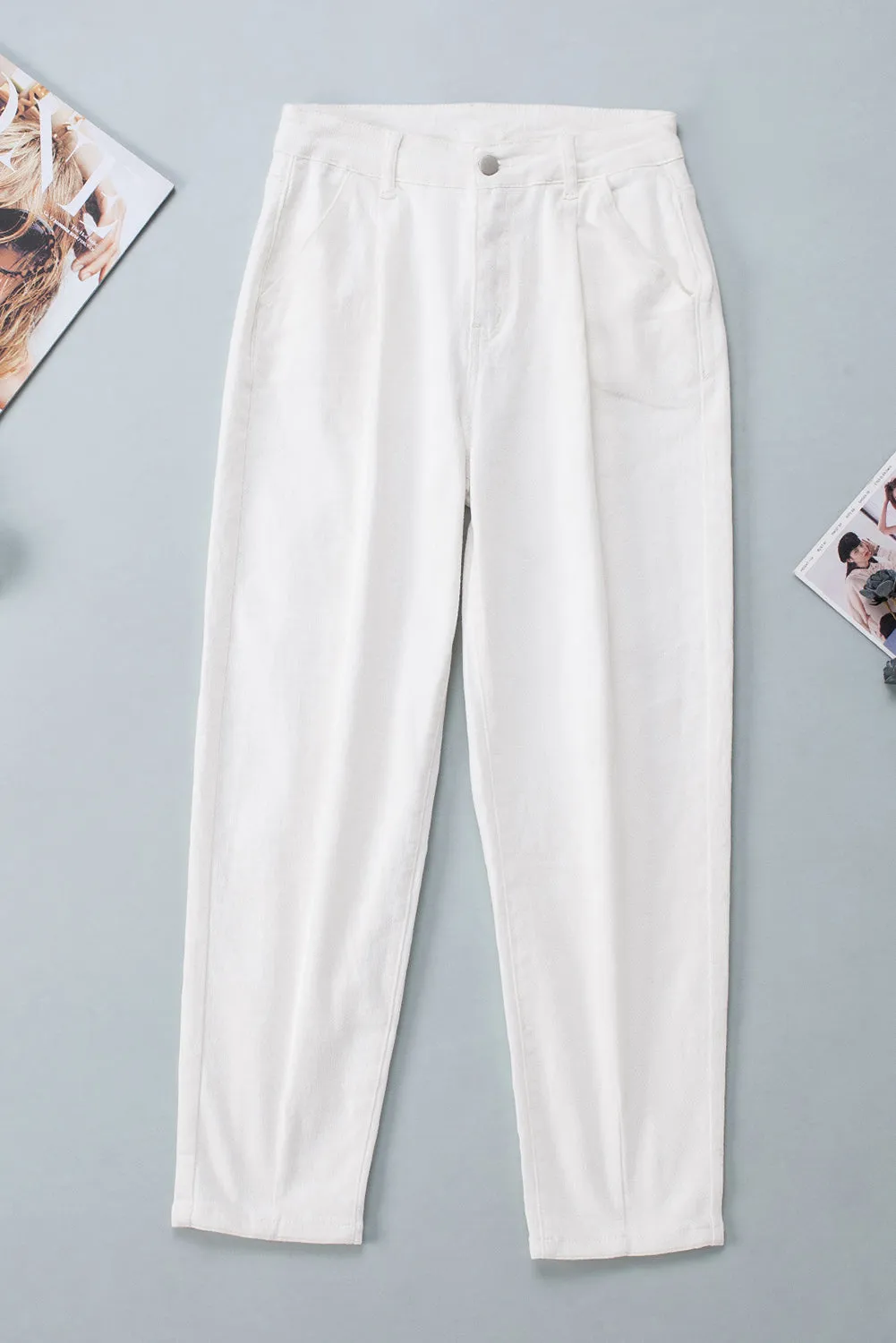 Khaki Solid High Waist Casual Pants