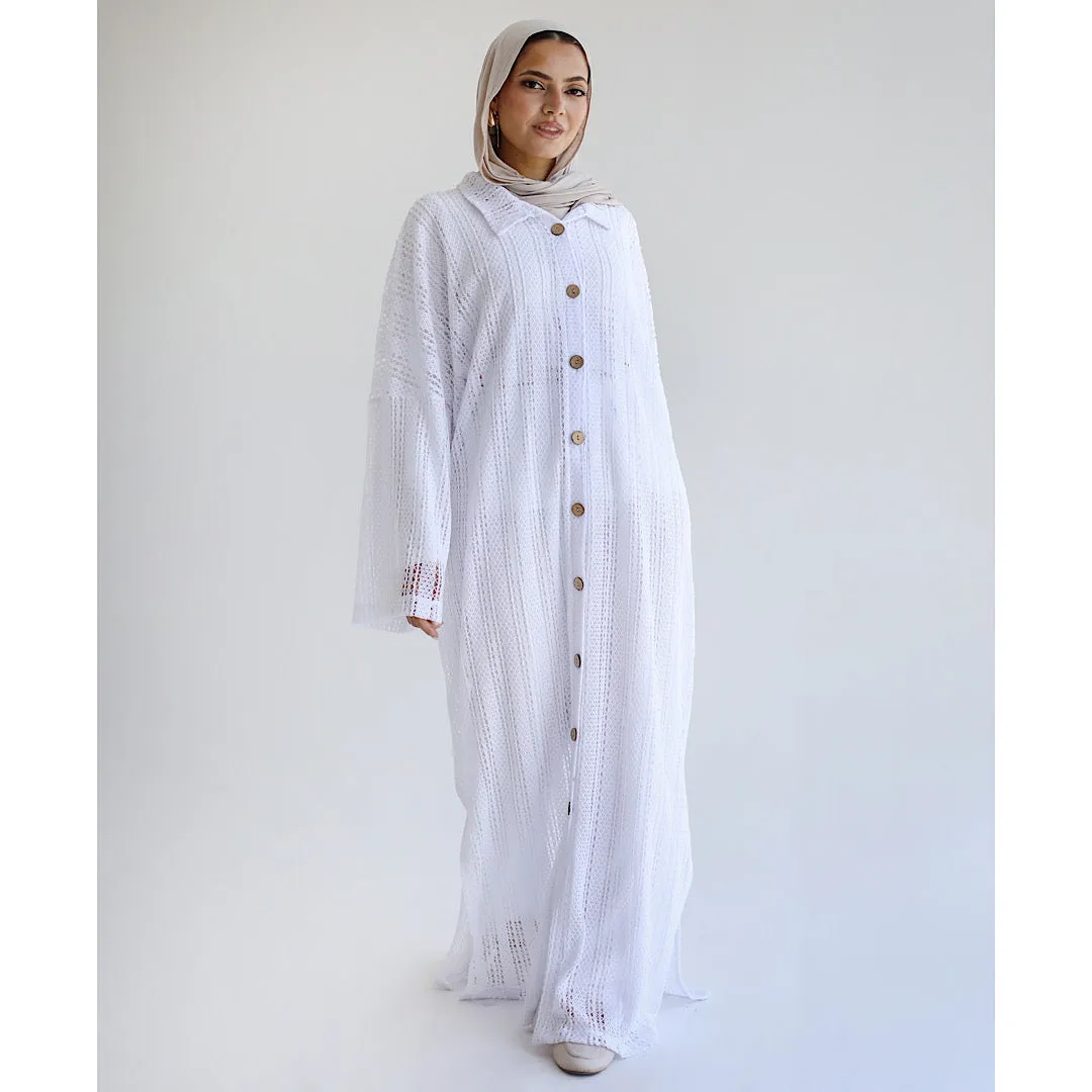Knit buttoned long cardigan
