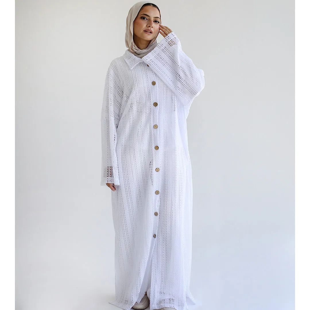Knit buttoned long cardigan