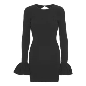 Knit Mini Cutout Dress - Black