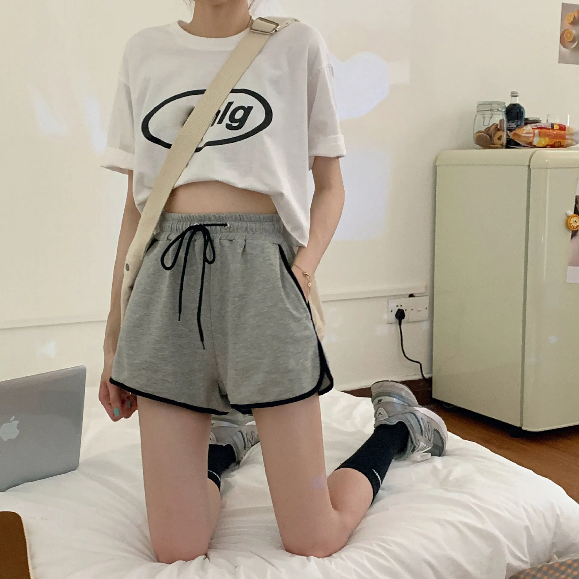 Korean Running Shorts Women Loose All-Matching Outdoor Home Casual Jogging Yoga High Waist Hot Pants Sleepwear