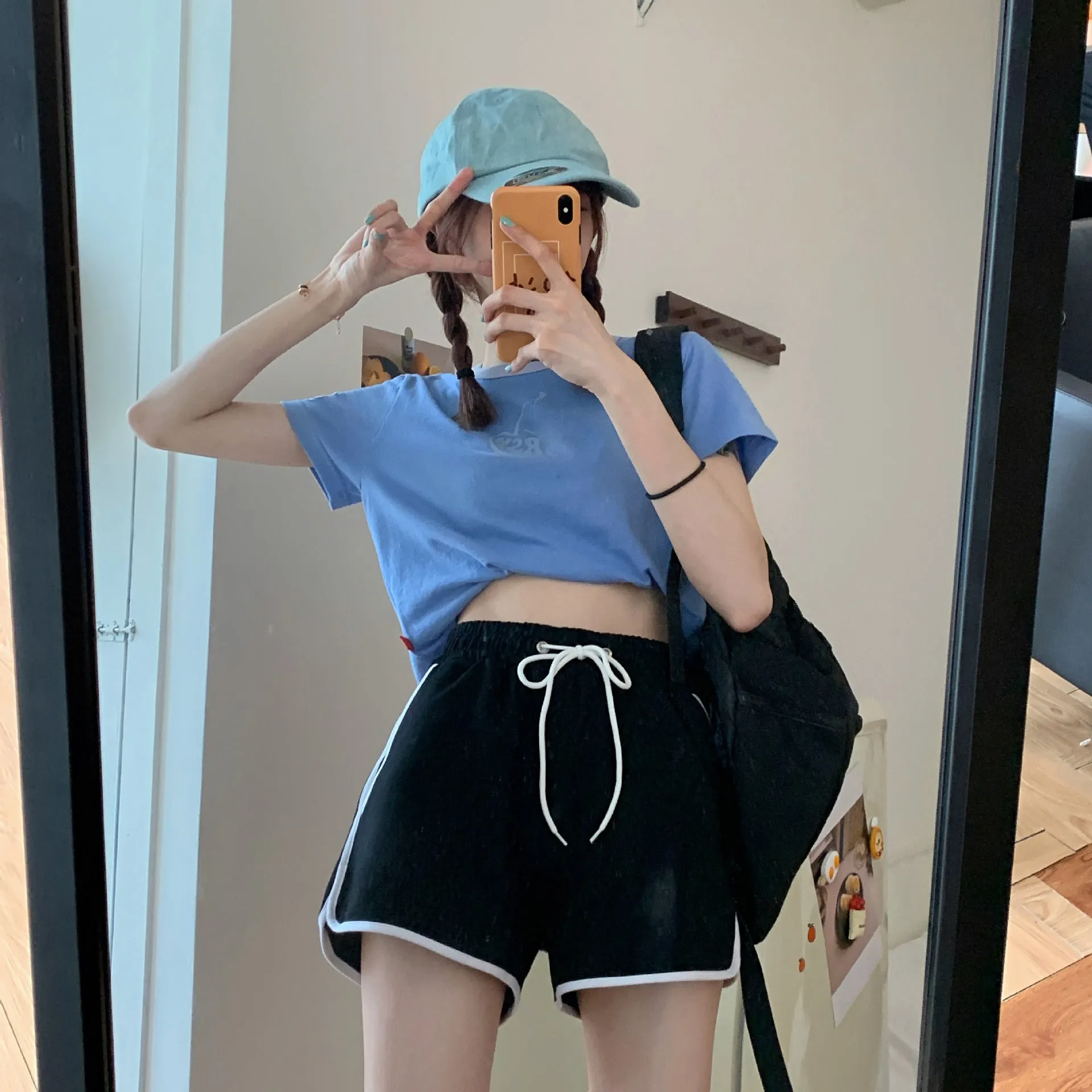 Korean Running Shorts Women Loose All-Matching Outdoor Home Casual Jogging Yoga High Waist Hot Pants Sleepwear