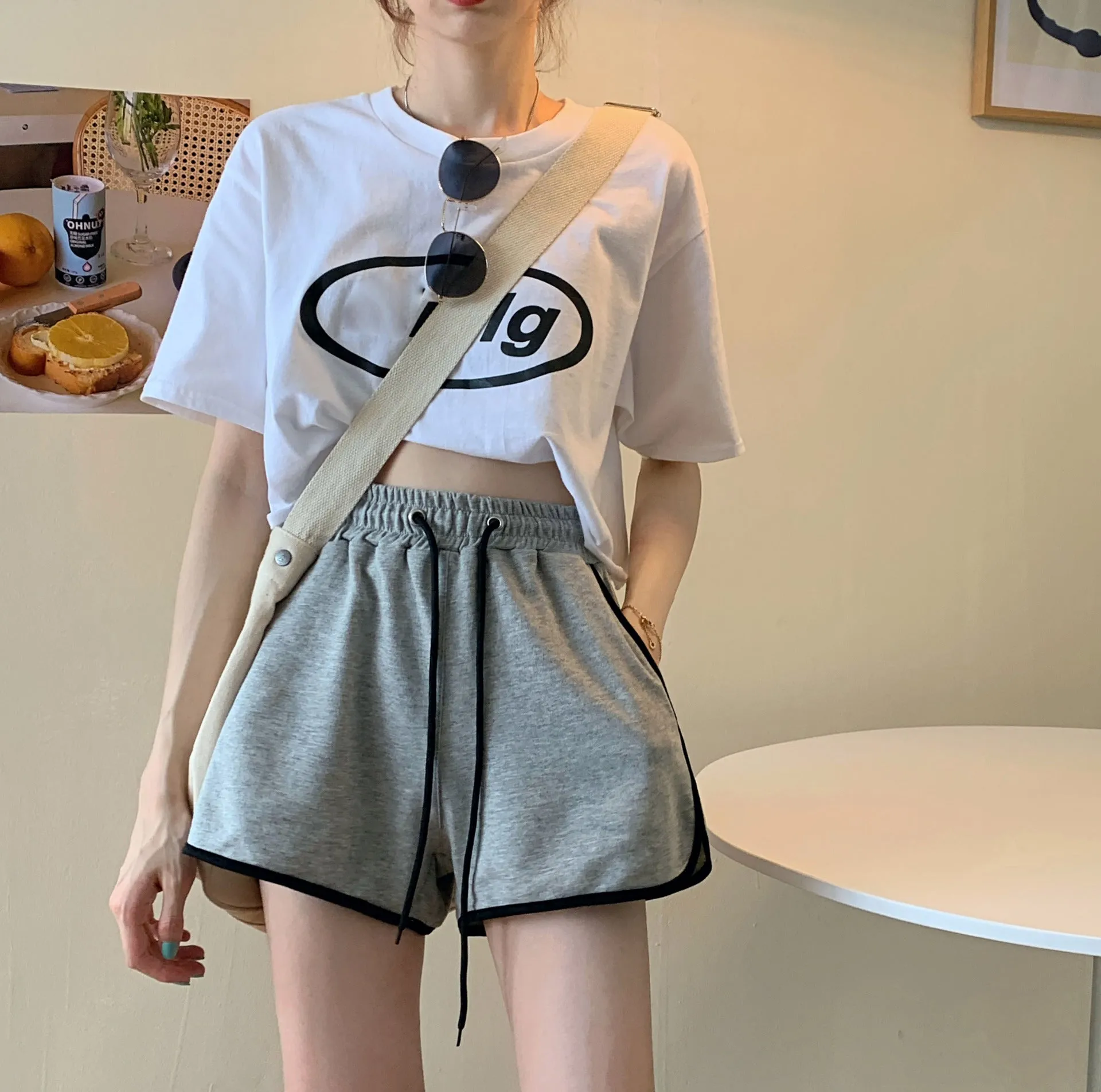 Korean Running Shorts Women Loose All-Matching Outdoor Home Casual Jogging Yoga High Waist Hot Pants Sleepwear