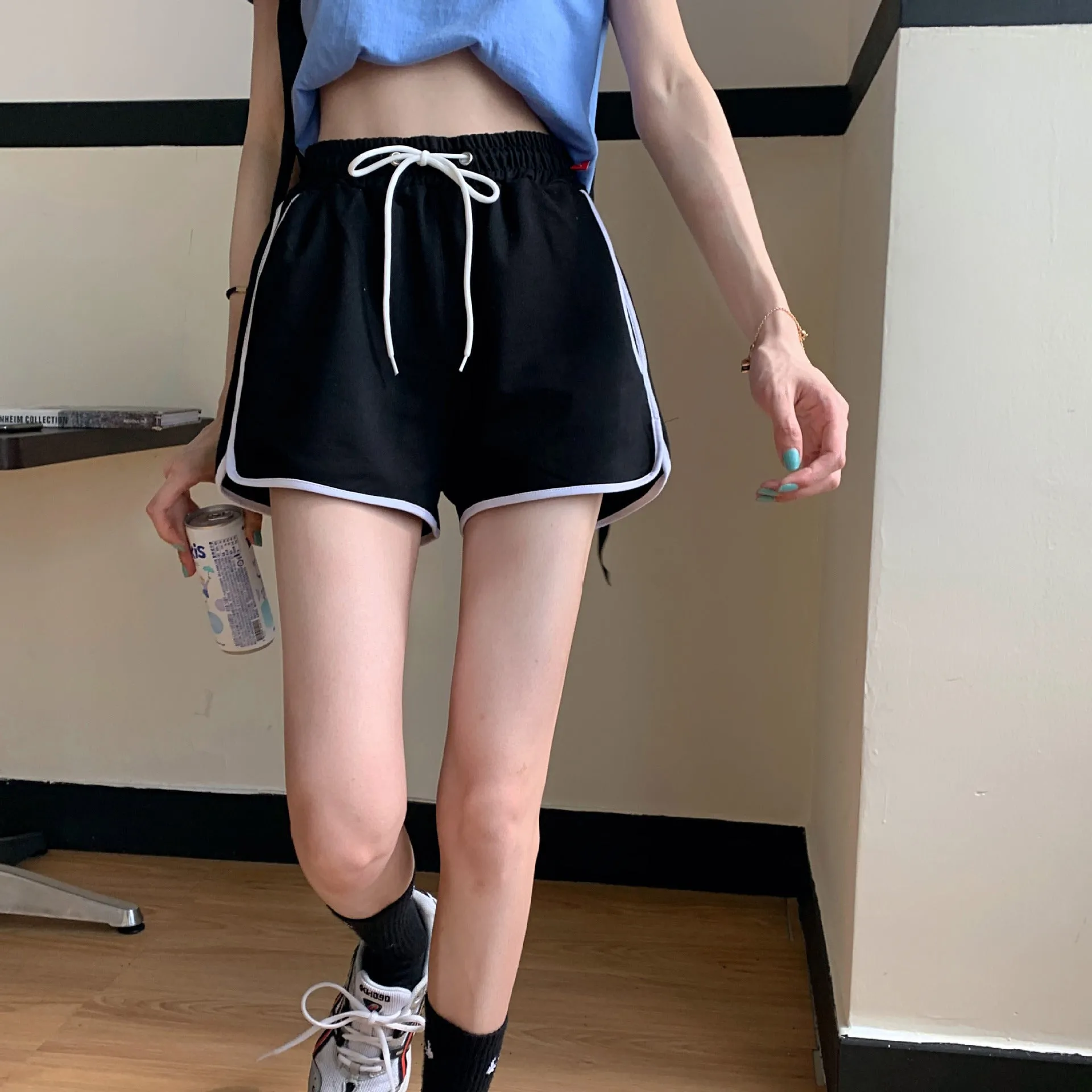 Korean Running Shorts Women Loose All-Matching Outdoor Home Casual Jogging Yoga High Waist Hot Pants Sleepwear