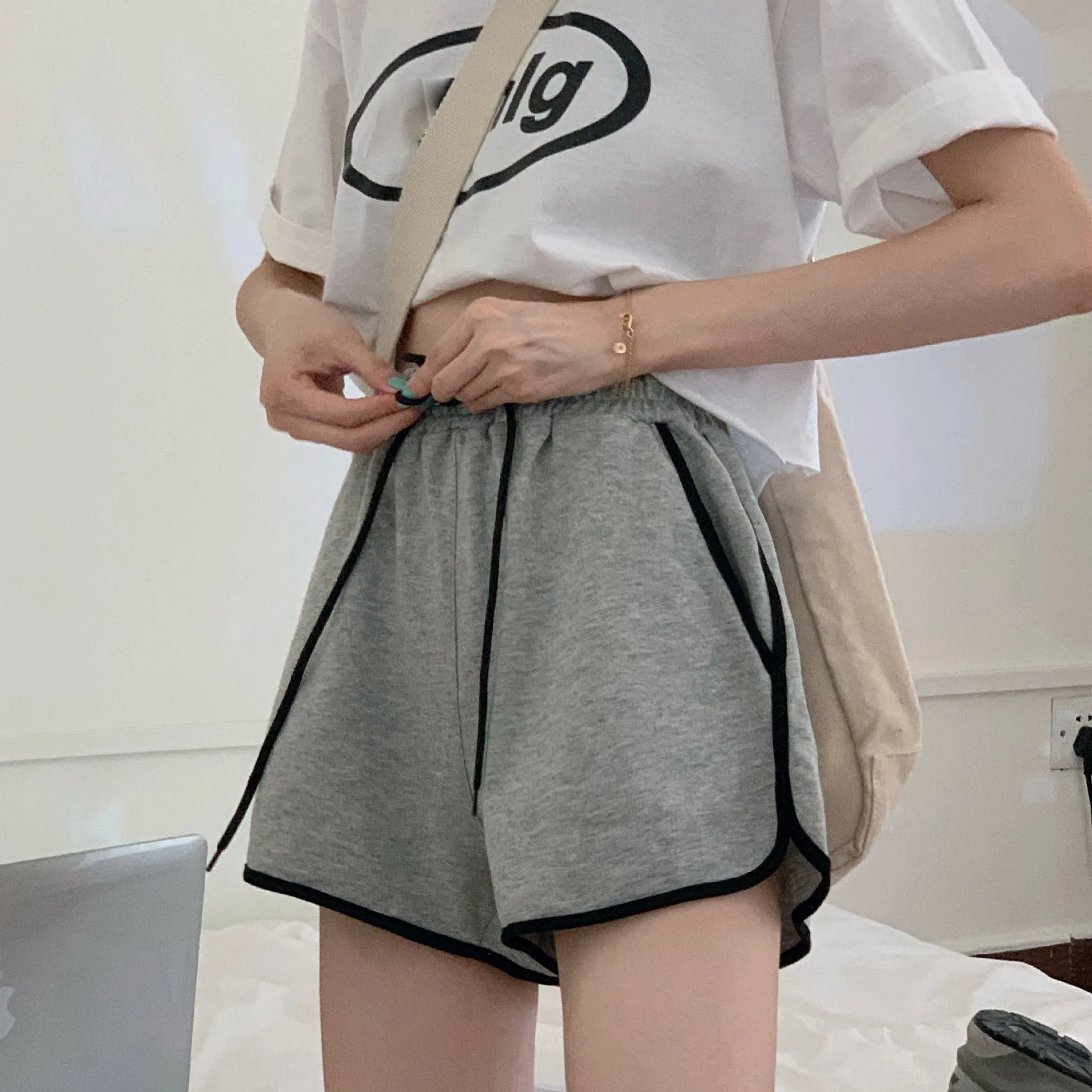 Korean Running Shorts Women Loose All-Matching Outdoor Home Casual Jogging Yoga High Waist Hot Pants Sleepwear
