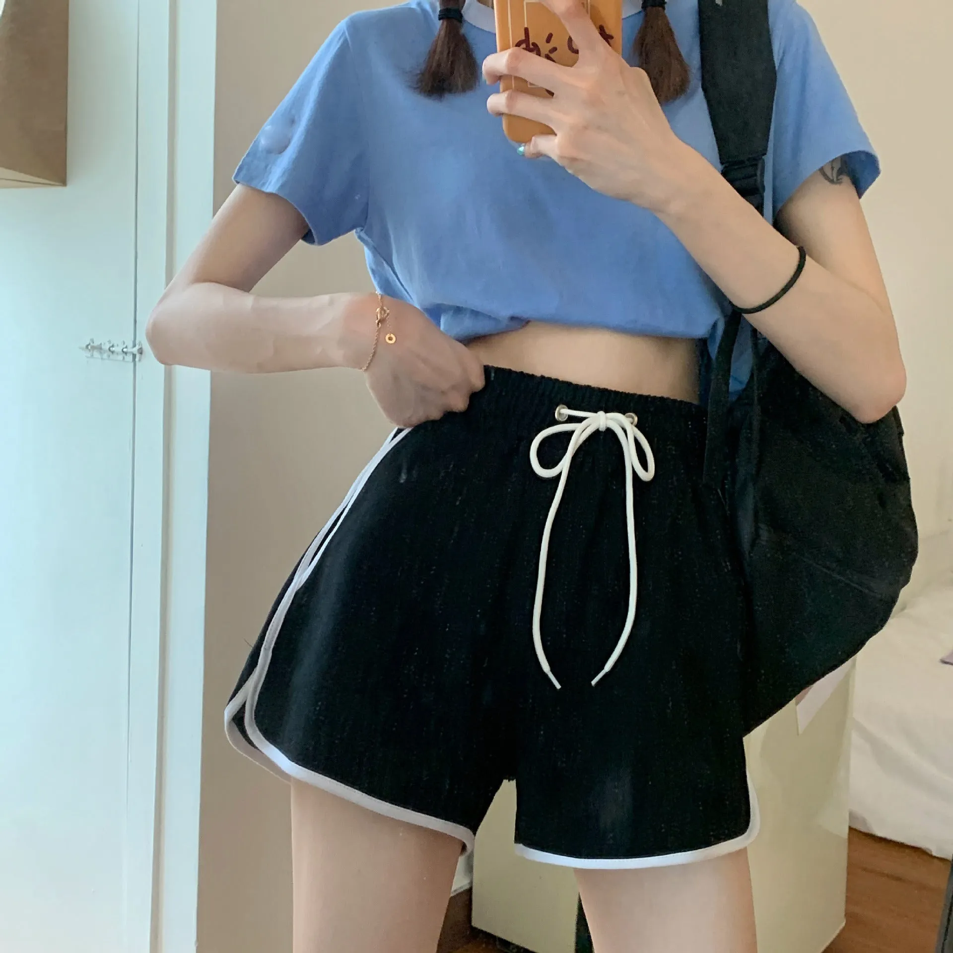 Korean Running Shorts Women Loose All-Matching Outdoor Home Casual Jogging Yoga High Waist Hot Pants Sleepwear