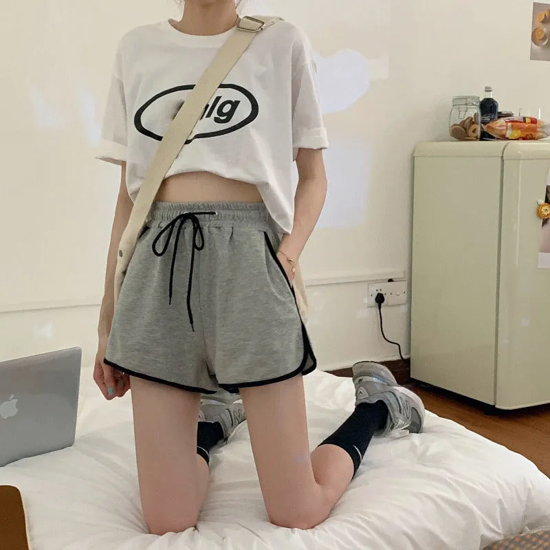 Korean Running Shorts Women Loose All-Matching Outdoor Home Casual Jogging Yoga High Waist Hot Pants Sleepwear